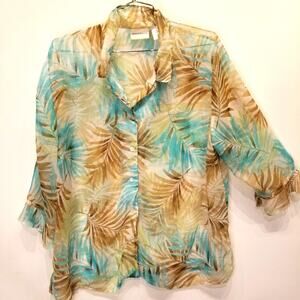 Alfred Dunner Women's Plus Size Swim Coverup Beach Cover Shirt Tropical Size 16W